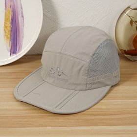 Outdoor Sunshade Baseball Cap Unisex Rainproof Waterproof Quick-drying Folding Hat Women Men's Fishing Sunscreen Baseball Cap New Year Presents C (Color: Light grey)