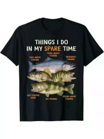 Funny Fishing Apparel For Men, Youth And Boys Bass Lovers T-Shirt Clothing, 220g Pure Cotton., Regular-Fit, Family T-shirt (Color: Black, size: S)